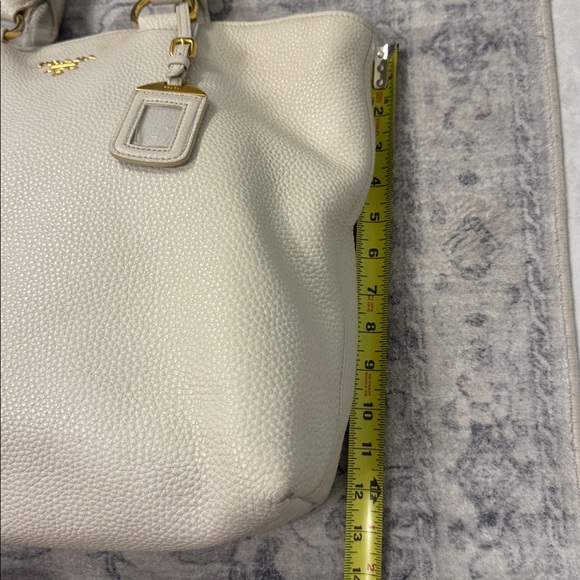 Prada Beige Leather Tote with Gold Accents, and long handle strap - Picture 8 of 16